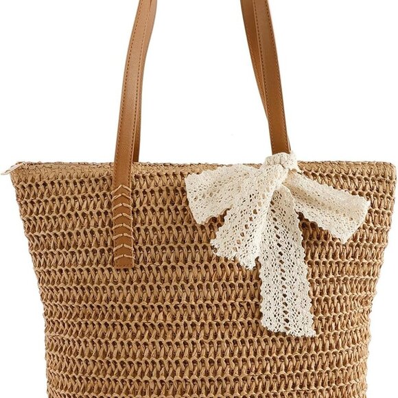 Straw Beach Bag Women Summer Tote Large Capacity Travel Handbag - Picture 1 of 7